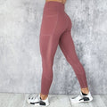 Pocket Solid Sport High Waist Yoga Pants - Exquisite